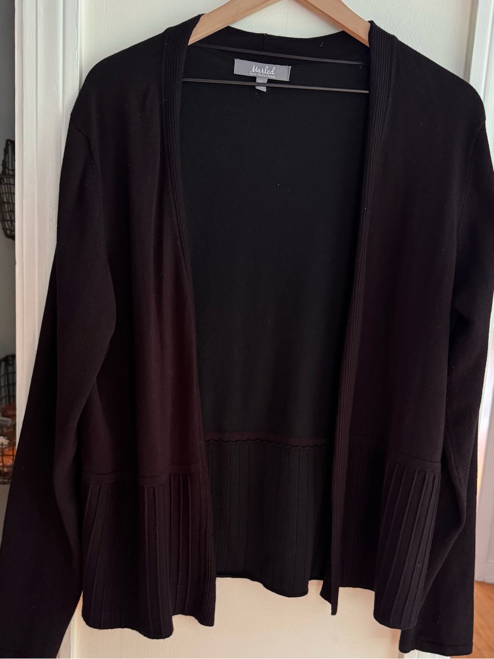 Marled Reunited Clothing Black Open Front Ribbed Knit Cardigan Sweater Size XL